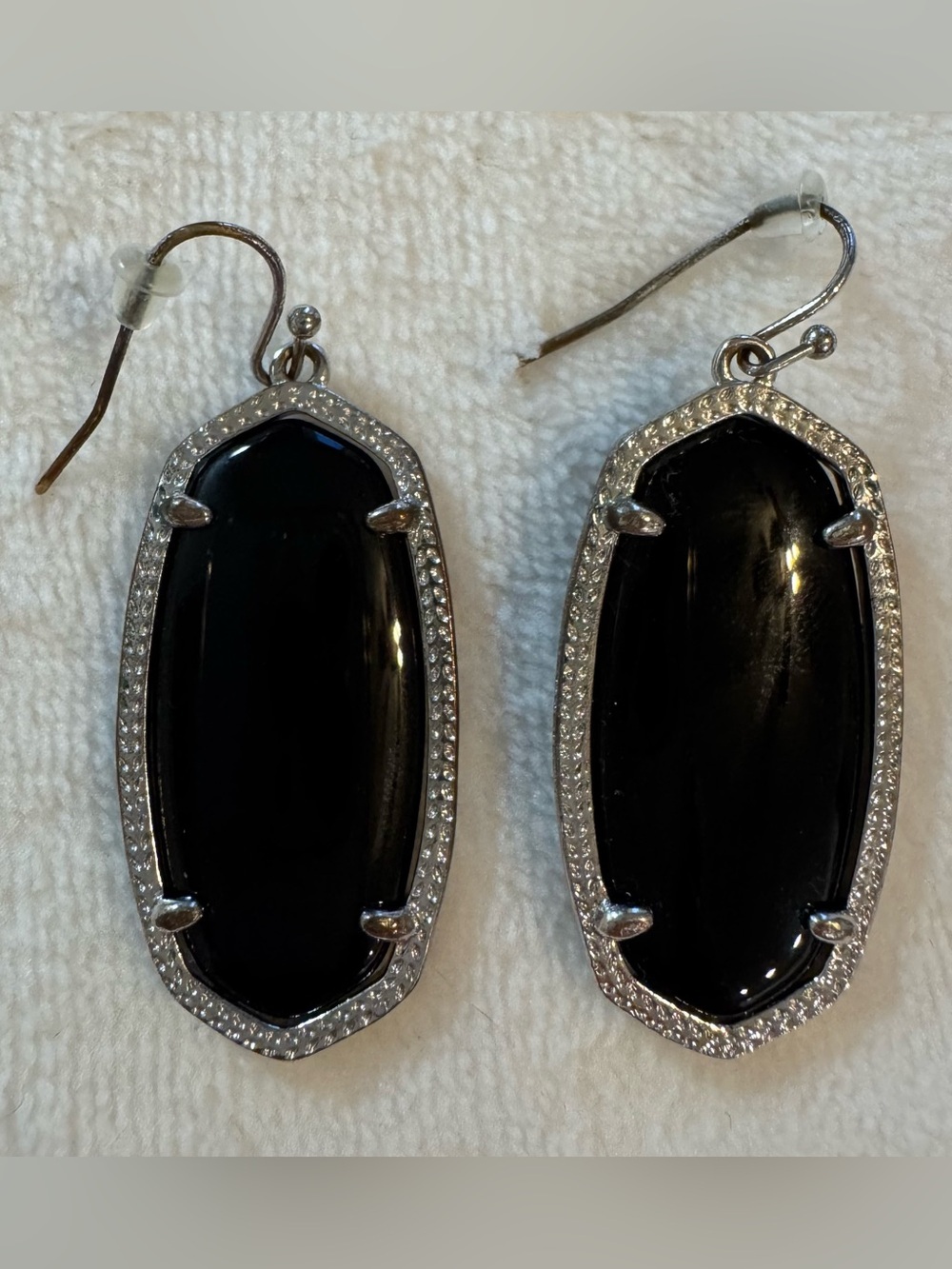 Kendra Scott Elle Black Earrings Silver Tone